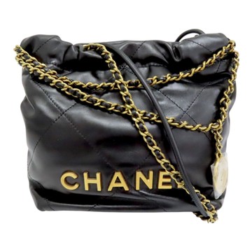 【二手名牌BRAND OFF】CHANEL 香奈兒 黑色 菱格紋 皮革 22 Mini 兩用包 AS3980