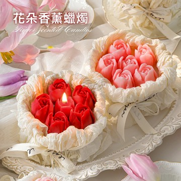 〔台灣現貨〕花朵香薰蠟燭 鬱金香玫瑰花束香氛蠟燭 手捧花花杯蠟燭杯 情人節母親節禮物 生日香氛禮物 聖誕交換禮物