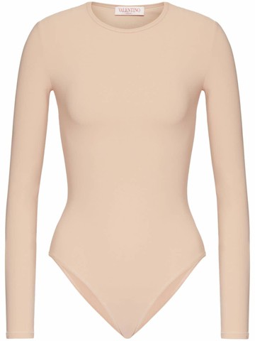 Valentino Garavani - long-sleeve stretch-design bodysuit - women - Polyamide/Elastane/Polyamide/Elastane - S - Neutrals