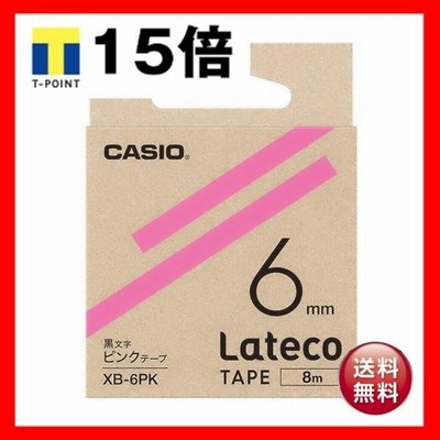 （まとめ）カシオ ラテコ 詰替用テープ6mm×8m ピンク/黒文字 XB-6PK 1個〔×10セット〕