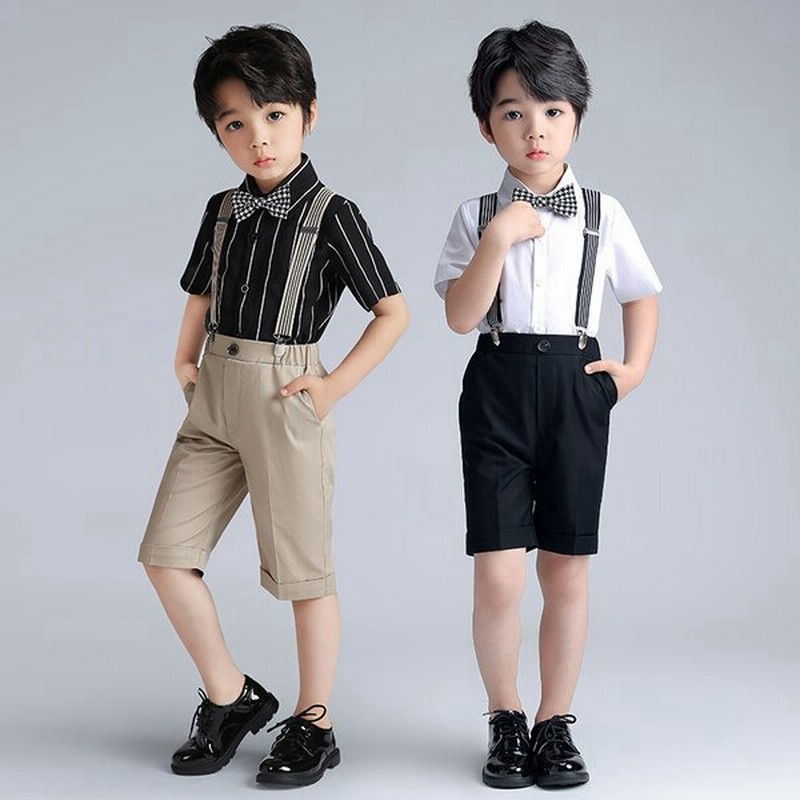男の子 スーツ フォーマル 4点セット タキシード風 ストライプ 半袖シャツ 夏 子供服 男児 リボン 演出服 結婚式 入学式 卒園式 卒業式 発表会 ピアノ演奏 通販 Lineポイント最大get Lineショッピング
