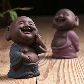 【米蘭精品】現貨+預購茶寵茶具禪意手工茶具擺件汽車內飾居家擺件-手工紫砂陶彩砂嘻哈佛茶具配件2款74ml8