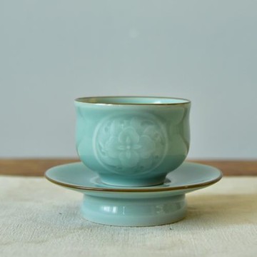 徐哲川龍泉青瓷手工刻花小杯子功夫茶具品茗杯主人杯陶瓷茶盞單杯
