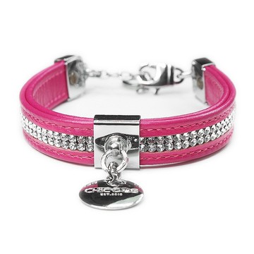 【兩用】雙排滿鑽皮革項圈 真皮項圈 項圈((送刻字))