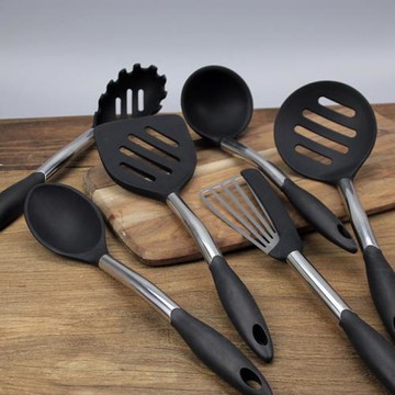 外貿出口 不粘鍋專用鍋鏟 硅膠漏油鏟 湯勺 漏勺 面撈 炒勺耐高溫