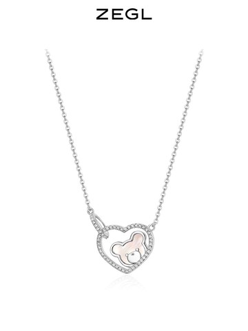 ZEGL設計師925純銀愛心小熊項鏈女輕奢小眾貝殼鎖骨鏈秋冬配飾品