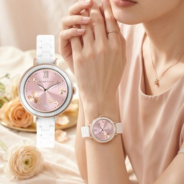 RELAX TIME 拾光花語 大三針陶瓷女錶 手錶 禮物-粉 RT-122-02