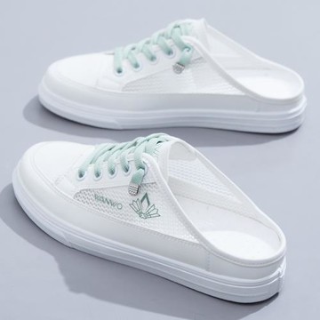 品牌特價半拖鞋女2025夏季新款休閑百搭透氣網面網鞋外穿包頭涼拖