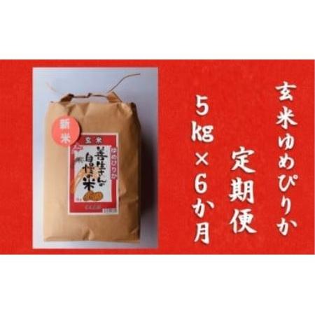 ふるさと納税 令和5年産！『100%自家生産玄米』善生さんの自慢の米 玄米ゆめぴりか５kg　６か月　（全６回） 北海道岩見沢市