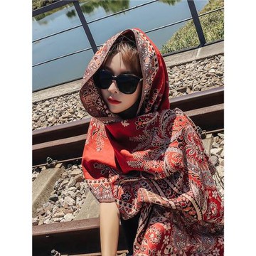 民族風披肩女云南麗江新疆西藏海南旅游穿搭女裝拍照防曬斗篷披風