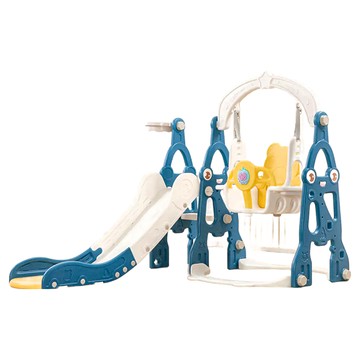 大眼三合一溜滑梯  藍色和白色  135 x 150 x 116cm  1組