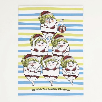 明信片 聖誕卡-豬鼻女郎