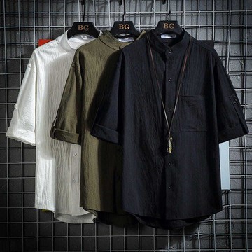 【店長推薦】碼 寬鬆襯衫 純色簡約 素色襯衫 休閒襯衫 棉麻襯衫 工作襯
