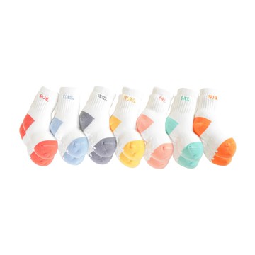 Drizzle 好滴工作室 刺繡一週襪 Set 彰化老工廠製作 耐穿舒適 腳底止滑設計  M號  彩虹  7入