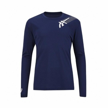 Asics 男 長袖上衣 訓練 運動 休閒 吸濕 快乾 輕量 舒適 虎爪 亞瑟士 深藍 [2031E350-400]