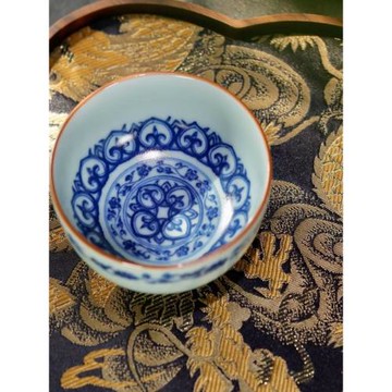 熙物堂手工柴窯青花主人杯寶象普洱杯蓋碗