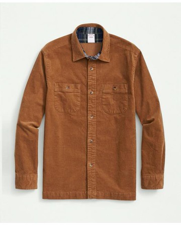 Brooks Brothers Men's Stretch Cotton Corduroy Shirt Jacket | Medium Brown