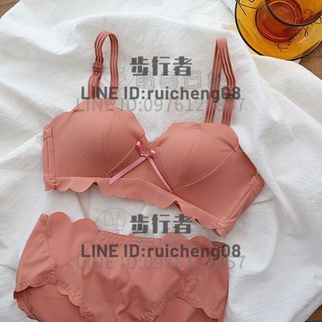 成套內衣褲 無肩帶小胸聚攏日系內衣女無鋼圈學生薄款舒適少女文胸罩套裝【步行者戶外生活館】