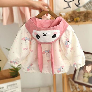 女.童卡通風衣外套2023春秋新款兒1童百搭上衣女寶寶韓版夾克開衫
