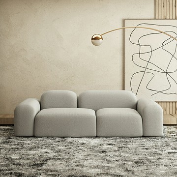 優樂悅~海誠北歐客廳小戶型羊羔絨沙發輕奢現代簡約雙人位豆腐塊布藝沙發