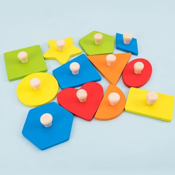 蒙氏教具早教手抓板拼裝益智力玩具顏色形狀認知拼裝拼圖嵌板