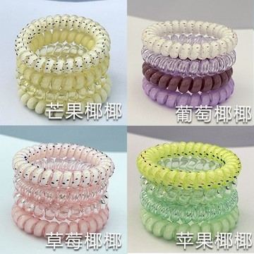 🔥18h有貨在臺+99免運🔥少女頭繩 粉色頭繩 女生丸子頭 彩色髮圈 無痕電話綫髮圈 高彈馬尾紮頭髮繩 韓式少女
