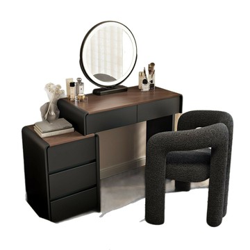 小戶型實木梳妝臺收納柜一體奶油風臥室化妝桌網紅簡約現代梳妝桌[DD150110]