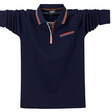 秋季加肥加大棉拉鏈翻領長袖t恤男大碼肥佬裝POLO衫男9色