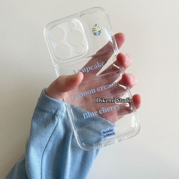 熱銷🔥藍莓奶油字母氣囊手機殻適用iphone15pro/14romax蘋果11/13保護套