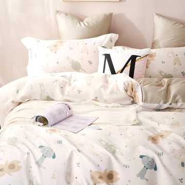 夢之語 40支天絲 加大床包兩用被組  萌動森友會 米黃色  1組