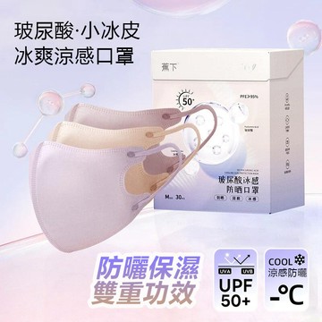 🚀台灣出貨🚀玻尿酸小冰皮 冷感防曬口罩 高CP值 夏天必備輕薄透氣 3D立體 冰絲涼感顯白小臉成人防護口罩