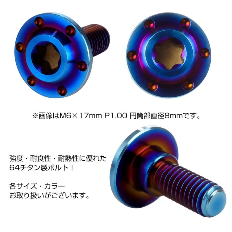 チタンボルト M6×17mm P1.0フランジボルト 段付き 円筒部直径8mm