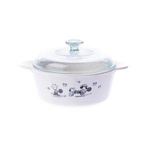 史努比 Snoopy圓形康寧鍋2.25L(黑白限量款)