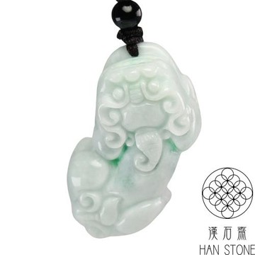 【漢石齋】天然翡翠A貨 貔貅玉佩吊墜 飄花種(21*39*14mm)