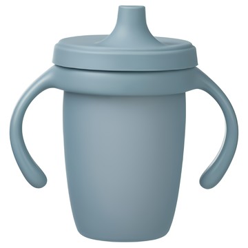 b.box 矽膠鴨嘴杯 莫蘭迪藍 寶寶學習水杯 雙把手設計 訓練自主飲水  240ml  1個