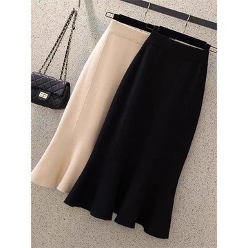 羊毛針織半身裙女秋冬2025新款高腰a字毛呢裙子中長款氣質包臀裙