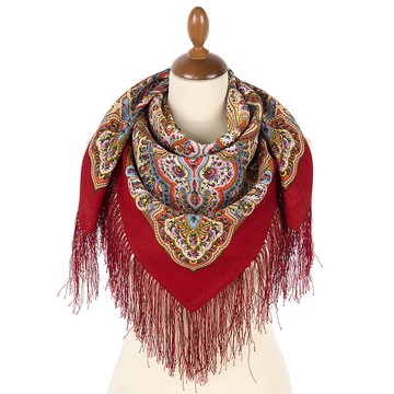 正品 Павло́во Поса́д 俄羅斯披肩 圍巾 柔軟 100% 羊毛 89x89 公分 1937-5