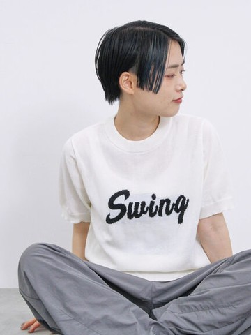 英文標誌圓領短袖針織上衣(FG43L2C0280) - Samansa Mos2 blue