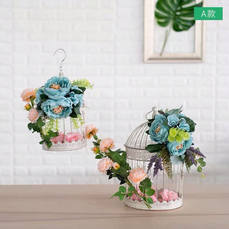歐式花藝店面展示鳥籠 仿真花裝飾店面佈置乾燥花永生花不凋花花束擺設開幕禮花盆香氛買一送一送禮 舊 蝦皮 購物