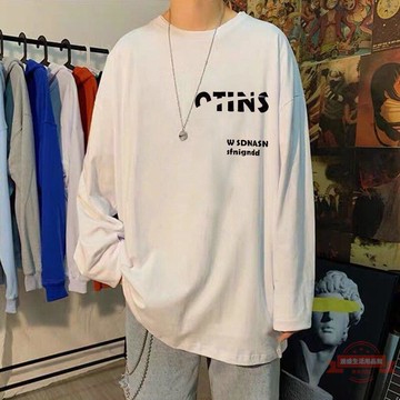 打底衫 休閒長袖長袖T恤港風長袖t恤男網紅ins潮流原宿風韓版上衣服寬鬆打底衫青少年體恤【滿199發貨】