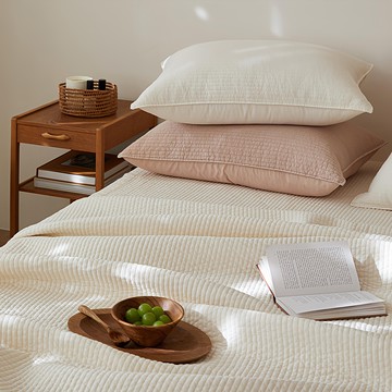 maatila 素色絎縫薄床墊 象牙色  SS(110 x 200cm)