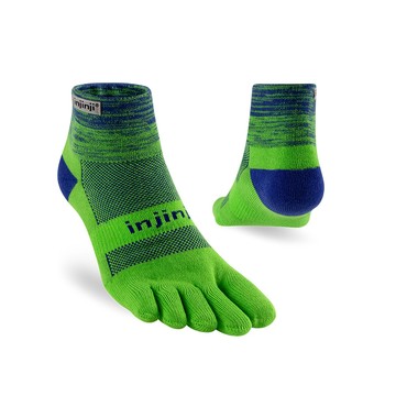 INJINJI Trail野跑避震吸排五趾短襪(樹冠綠)-NAA3643|厚底防震 運動員推薦 馬拉松襪 五趾襪