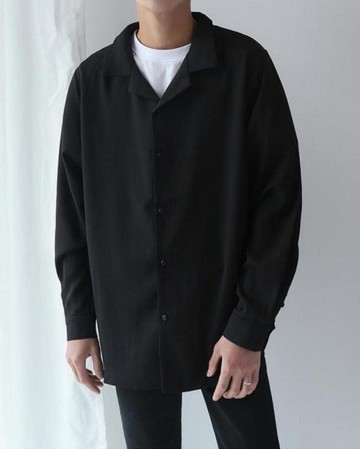 FINDSENSE MD 時尚 男 韓國 休閒 寬鬆 簡約 翻領 素面長袖襯衫 學生襯衫 素面襯衫