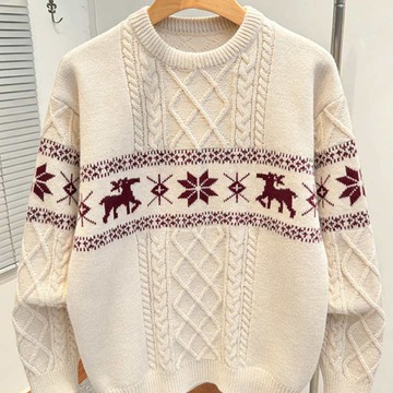 秋冬復古費爾島套頭毛衣男美式慵懶百搭針織衫上衣男潮