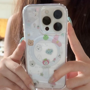 ✨磁吸手機殼✨簡約動物涂鴉適用iPhone17磁吸16Promax蘋果14/15透明13/12手機殼