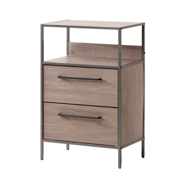 【Amos】布藝木紋二抽層架收納櫃桃木紋