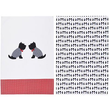 《KitchenCraft》純棉擦拭布2入-雪納瑞-- 廚房抹布 清潔布 擦拭布