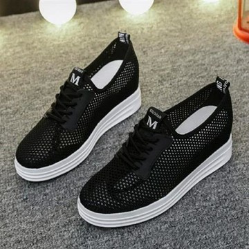 【Alice】韓國團隊設計素面厚底運動休閒鞋(彈力耐磨/穆勒/瑪麗珍/防水)黑色