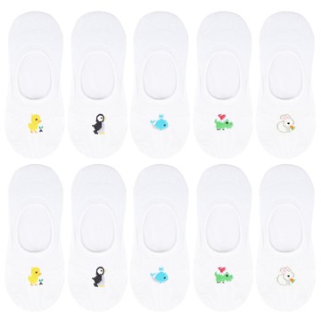 DOBALRO 女性 街頭朋友 隱形襪 10雙  Duck+whale+unicorn+giraffe+crocodile  220~250mm