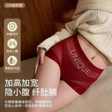 ✨【台灣公司貨+冰絲涼感】 網紗輕薄內褲 高腰收腹內褲 蠶絲底襠 10A抑菌內褲 收腹提臀 無痕內褲 透氣塑身 平角褲